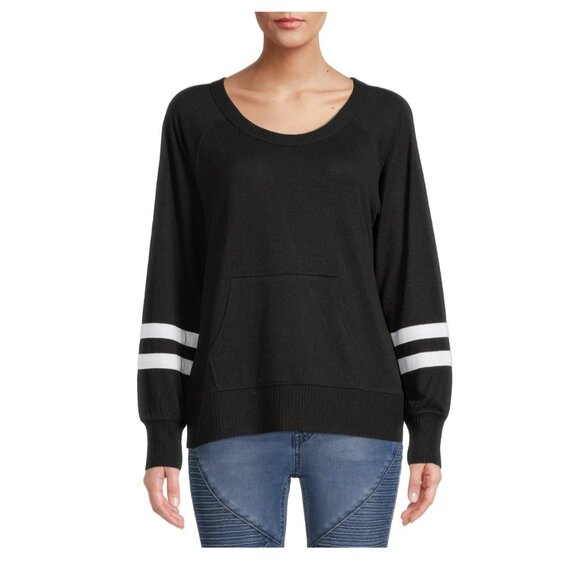 No Boundaries Juniors’ Elegant Black/White Soft Open Back Pullover Size Large - Picture 2 of 5